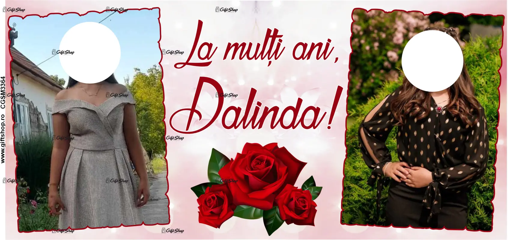 La multi ani,( numele), cana din ceramica, 330ml, personalizata cu 2 poze si text model 3364